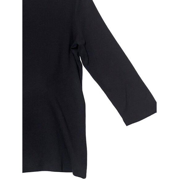 Talbots Women's Black Pima Cotton Tee Shirt Size L 3/4 Sleeve Stretch Goth - Picture 8 of 16